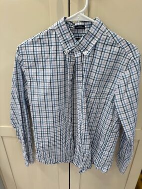J. Crew Men’s Button-Down Plaid Shirt in Blue & White